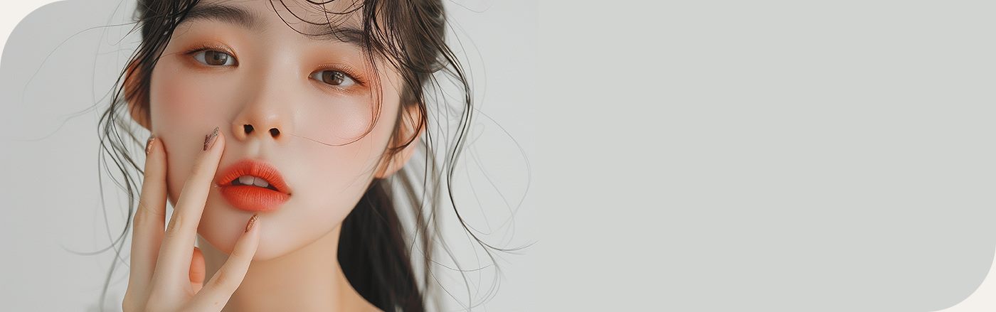 입술에 손을 댄 모델