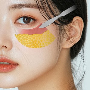 STEP 02 눈밑 라인을 미세 절개하여 개선을 원하는 부분을 박리합니다.